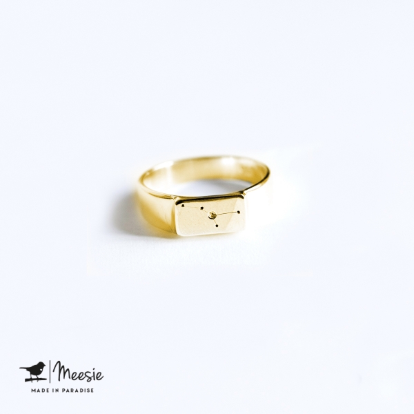 Ring Sterrenbeeld Kreeft goud op zilver Ring Sterrenbeeld Kreeft goud op zilver